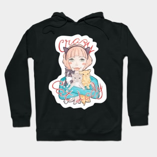 Crazy Cat Lady // A Pink-Haired Girl with her Three Cats Hoodie